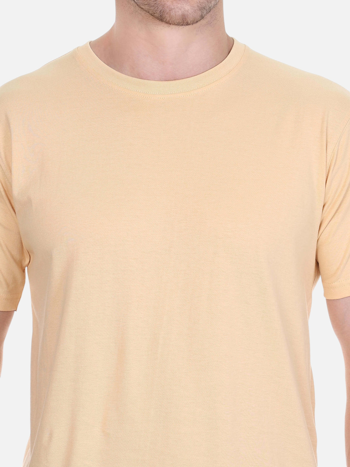 enaay.com men's camel solid premium cotton crew neck t-shirt with short sleeves and a regular fit