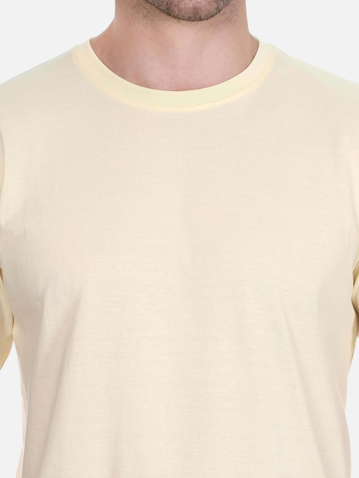 enaay.com men's cream round neck t-shirt in premium 200 GSM cotton with a regular fit