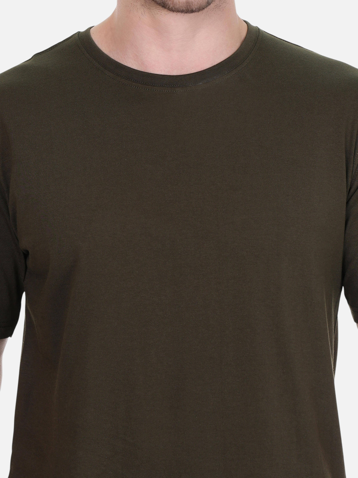 enaay.com men's dark green premium cotton round neck t-shirt with a relaxed fit and short sleeves