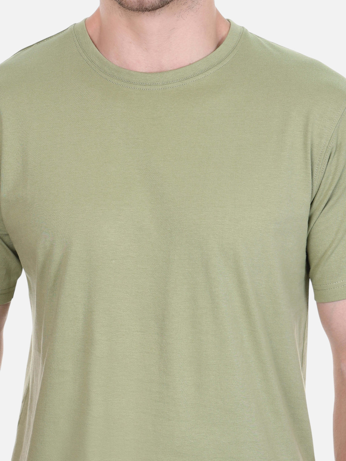 enaay.com men's olive green round neck t-shirt in premium cotton with a regular fit and short sleeves